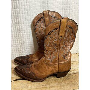 Tony Lama 8.5B Women's VF6003 Brown Leather Pointed Toe Cowgirl Western Boots BB